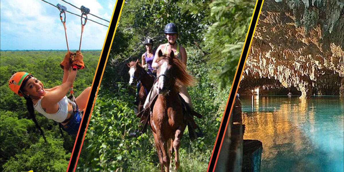 Full day Jungle Adventure: Horses + ATV + Ziplines + Cenotes