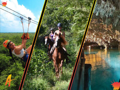 Full day Jungle Adventure: Horses + ATV + Ziplines + Cenotes